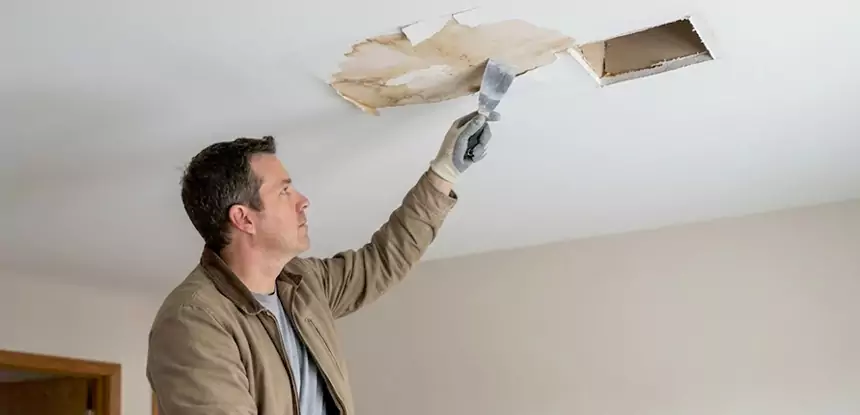 Ceiling Water Stain and Drywall Repair in Calhoun